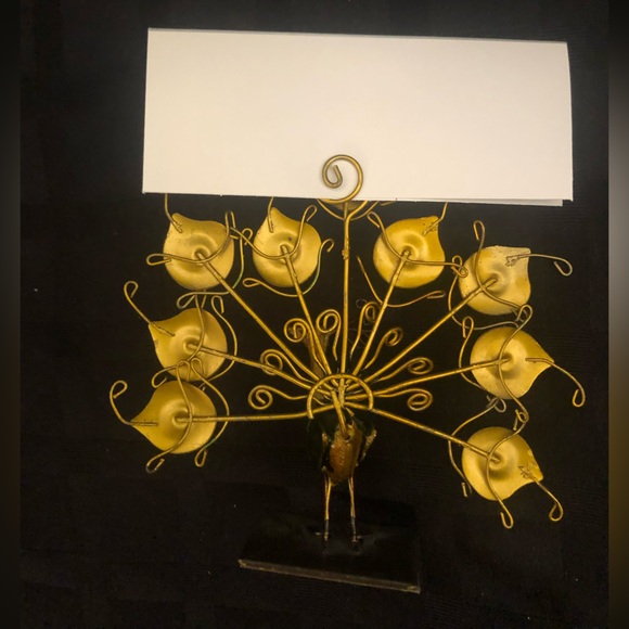 6 Metal Peacock Picture/Place Setting Holders - Picture 4 of 7
